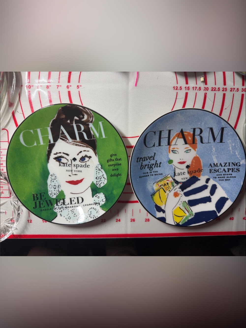 2 Kate Spade New York Make Headlines Charm Magazine Tidbit Plate Set Lenox